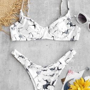 Zaful marble print bikini set
